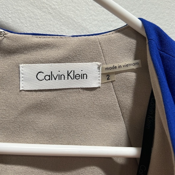 Calvin Klein Womens Size 2 Sheath Cocktail Dress Royal Blue Knee-Length Stretch - Picture 2 of 4